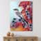 Designart - Little Gray Bird On Red Autumn On Blueberry Twig - Traditional Canvas Wall Art Print